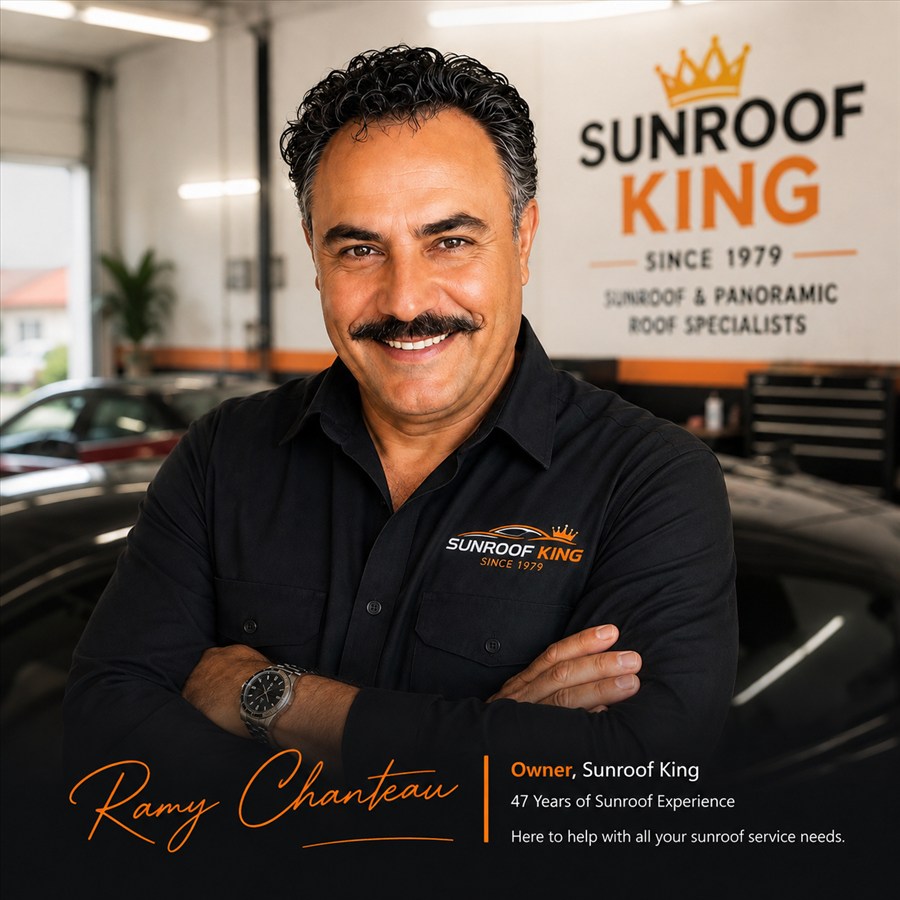 Ramy Chanteau, Owner of Sunroof King, in the Houston shop