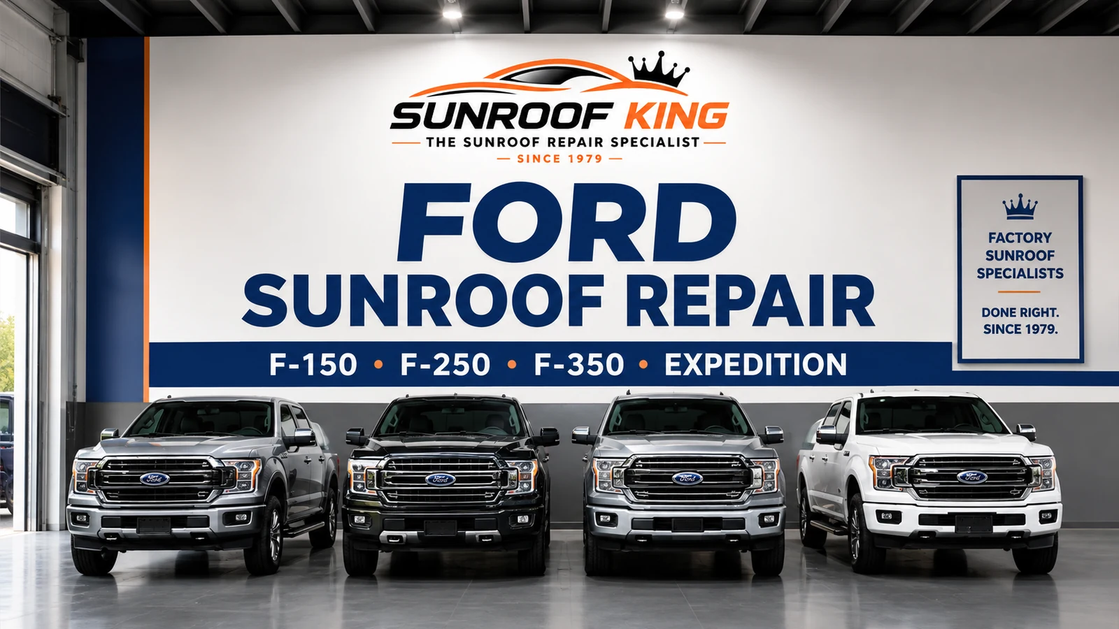 Ford sunroof repair at Sunroof King for the F-150, F-250, F-350 and Expedition