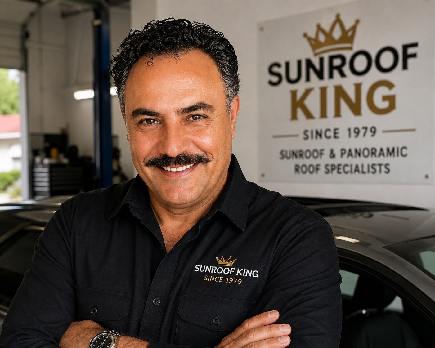 Ramy Chanteau, owner of Sunroof King, at the Houston shop