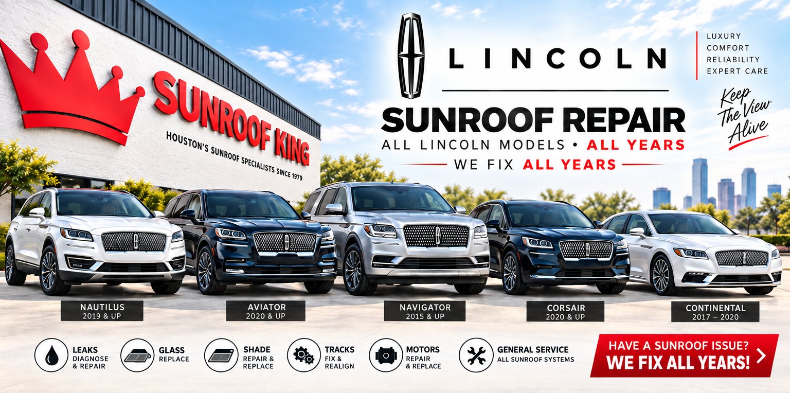 Sunroof King Lincoln sunroof repair in Houston — Nautilus, Aviator, Navigator, Corsair and Continental