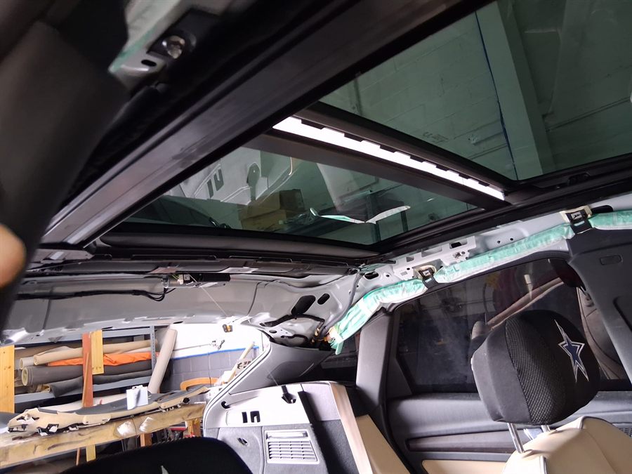 Fixed window installation on a work van